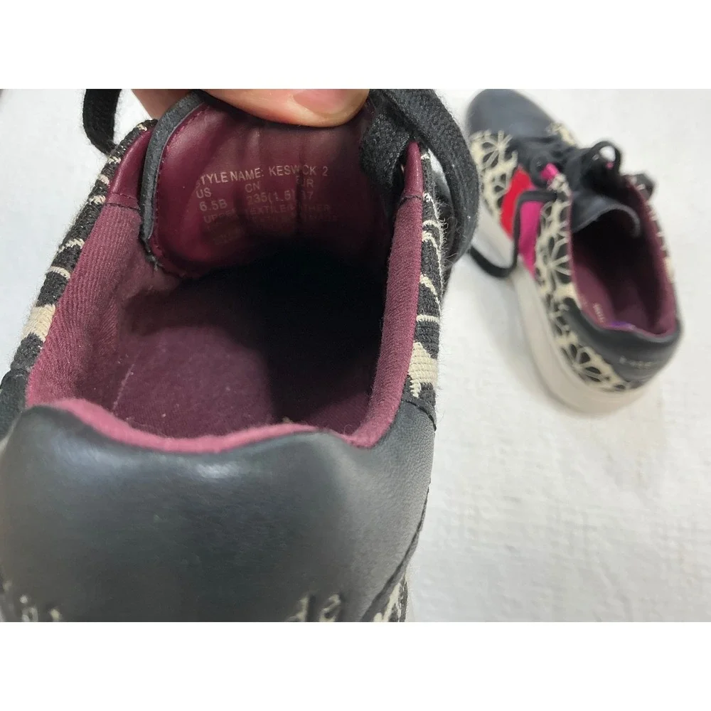 Kate Spade New York‎ Keswick 2 Black White Floral Pink Stripe Sneakers 6.5B